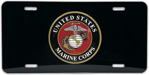 Officially Licensed US Marine Corps Black Automotive-Grade Plastic Decorative Front Plate | Weatherproof Vehicle Accessory for Cars, SUVs, Trucks (12" x 6") in Saudi Arabia