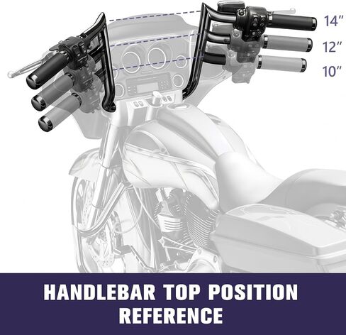Pre-Wired Rise Handlebars Ape Hangers for Harley 2014-2023 Street Glide Electra Glide Ultra Limited 1.25" Fat Meathook Handle Bar Prewired CAN-Bus Wire and Guiding Line (Gloss Black, 12 inch) in Kuwait
