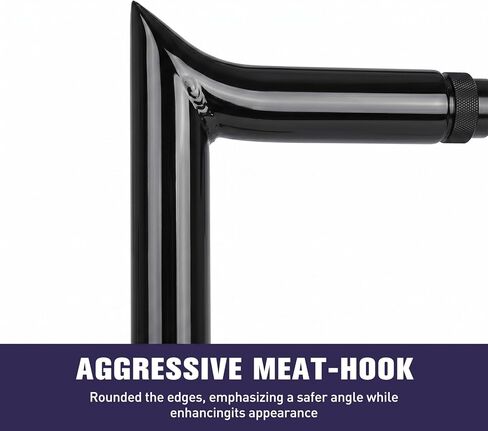 Pre-Wired Rise Handlebars Ape Hangers for Harley 2014-2023 Street Glide Electra Glide Ultra Limited 1.25" Fat Meathook Handle Bar Prewired CAN-Bus Wire and Guiding Line (Gloss Black, 12 inch) in Kuwait