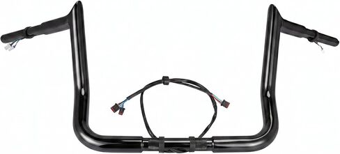 Pre-Wired Rise Handlebars Ape Hangers for Harley 2014-2023 Street Glide Electra Glide Ultra Limited 1.25" Fat Meathook Handle Bar Prewired CAN-Bus Wire and Guiding Line (Gloss Black, 12 inch) in Kuwait