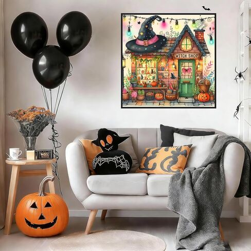 Lophomie Diamond Art Kits for Adults, 5D DIY Halloween Diamond Painting for Adults Beginners, Diamond Dots Kits Gem Arts Crafts for Home Wall Decor 14x14 Inch(Witch Shop) in Kuwait