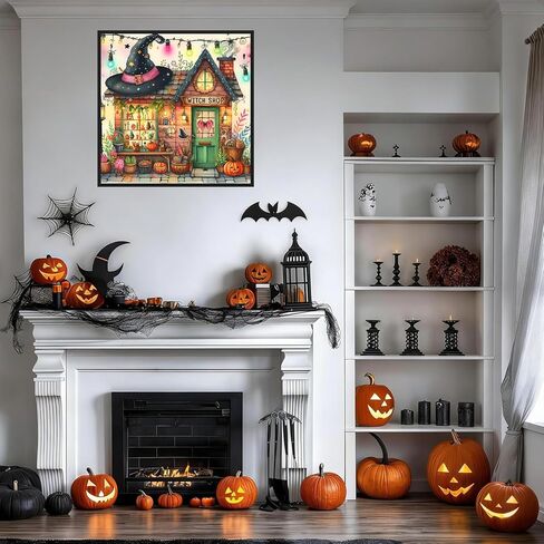 Lophomie Diamond Art Kits for Adults, 5D DIY Halloween Diamond Painting for Adults Beginners, Diamond Dots Kits Gem Arts Crafts for Home Wall Decor 14x14 Inch(Witch Shop) in Kuwait