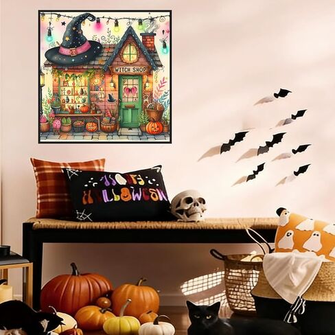 Lophomie Diamond Art Kits for Adults, 5D DIY Halloween Diamond Painting for Adults Beginners, Diamond Dots Kits Gem Arts Crafts for Home Wall Decor 14x14 Inch(Witch Shop) in Kuwait