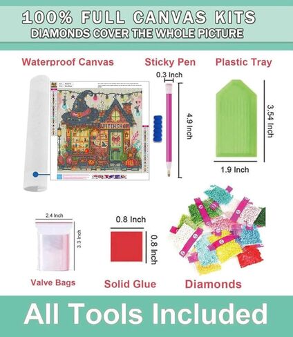 Lophomie Diamond Art Kits for Adults, 5D DIY Halloween Diamond Painting for Adults Beginners, Diamond Dots Kits Gem Arts Crafts for Home Wall Decor 14x14 Inch(Witch Shop) in Kuwait