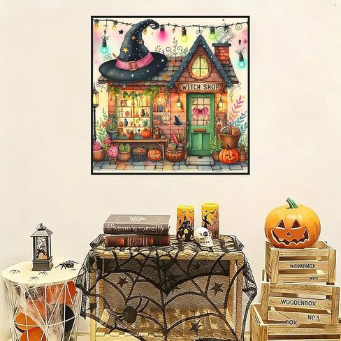 Lophomie Diamond Art Kits for Adults, 5D DIY Halloween Diamond Painting for Adults Beginners, Diamond Dots Kits Gem Arts Crafts for Home Wall Decor 14x14 Inch(Witch Shop) in Kuwait