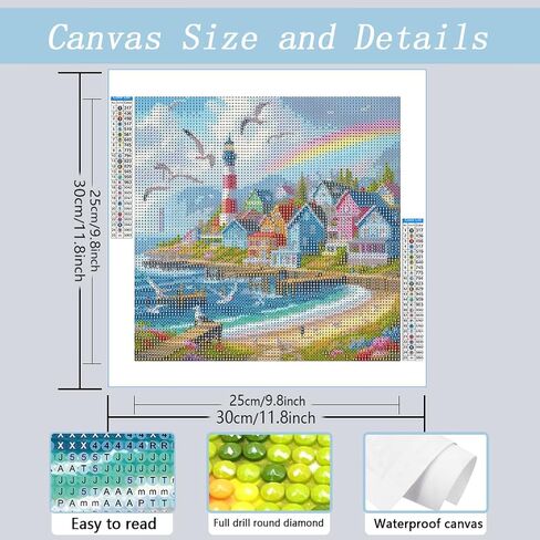 AMORARS Beach Scenery Diamond Art Kits للبالغين - مجموعة طلاء ألماس 5D للمبتدئين، هدايا حرفية لتزيين المنزل بنقاط ماسية مستديرة، 12 × 12 بوصة in Kuwait