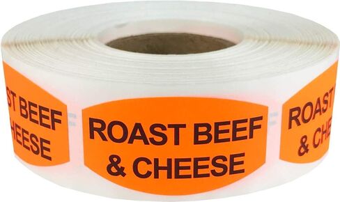 Roast Beef and Cheese Grocery Store Food Labels .75 x 1.375 Inch Oval Shape 500 Total Adhesive Stickers in Kuwait