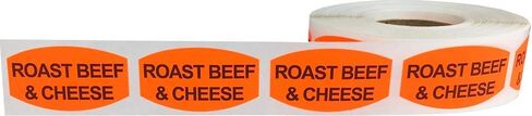 Roast Beef and Cheese Grocery Store Food Labels .75 x 1.375 Inch Oval Shape 500 Total Adhesive Stickers in Kuwait