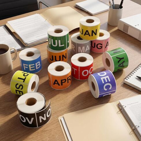 12 Rolls 3600 Pcs Months of The Year Labels - 3 x 2 Inch Rectangular Color Coded Month of The Year Stickers, 300 Pieces Per Roll in Saudi Arabia