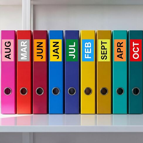 12 Rolls 3600 Pcs Months of The Year Labels - 3 x 2 Inch Rectangular Color Coded Month of The Year Stickers, 300 Pieces Per Roll in Saudi Arabia