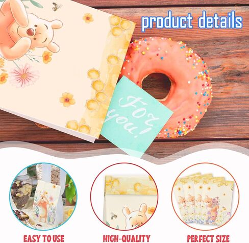wjrsxilt 24pcs Winnie Goodie Bag for Birthday Party Decorations,Honey Bear Party Gift Bags Paper Lunch Bags for the Pooh Baby Shower Wedding Bread Cookie Snack Thank You Gift Wrapping Bag in Saudi Arabia
