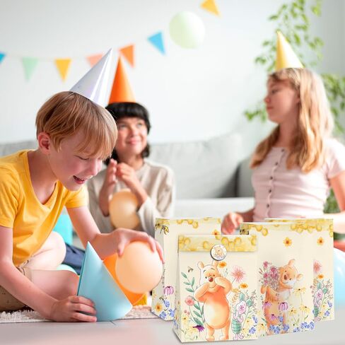 wjrsxilt 24pcs Winnie Goodie Bag for Birthday Party Decorations,Honey Bear Party Gift Bags Paper Lunch Bags for the Pooh Baby Shower Wedding Bread Cookie Snack Thank You Gift Wrapping Bag in Saudi Arabia