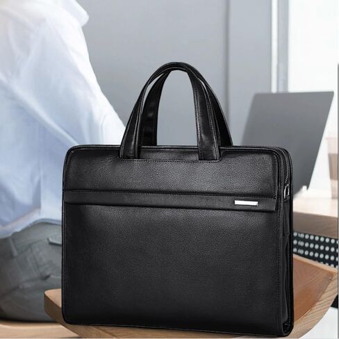 Men's Leather Handbag Cowhide Computer Bag 14 Inch Business Briefcase in Saudi Arabia