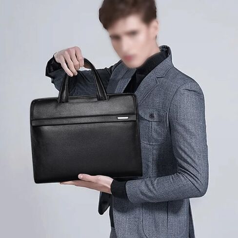 Men's Leather Handbag Cowhide Computer Bag 14 Inch Business Briefcase in Saudi Arabia