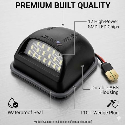 مجموعة مصابيح لوحة الترخيص LED لـ 1999-2013 Ch-evy Silverado 1500 2500 3500، GMC Sierra، Suburban، Tahoe، Yukon، Escalade، 6000K استبدال مصباح العلامة البيضاء، 2 حزمة (6000K زينون أبيض) in Kuwait