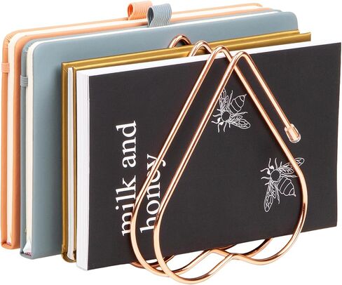 Mind Reader Heart-Shaped Desktop File Organizer, 5-Slot Metal Folder Rack, Magazine & Book Holder, Rose Gold in Kuwait