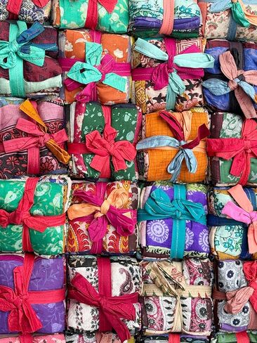 Makers Craft 12 Pieces Pack 18'' X 22'' Vintage Pattern Printed Mix Multicolor Indian Sari 100% Silk Fat Quarters DIY for Crafts,Quilting, Sewing, Patch Work and Many More in Saudi Arabia