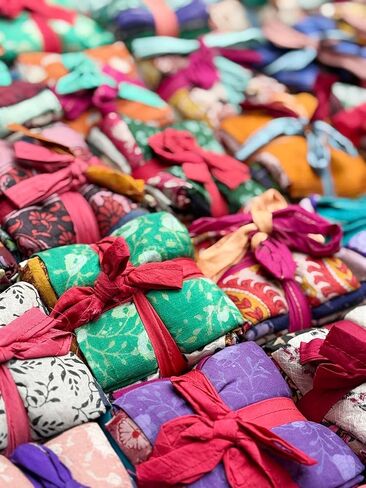 Makers Craft 12 Pieces Pack 18'' X 22'' Vintage Pattern Printed Mix Multicolor Indian Sari 100% Silk Fat Quarters DIY for Crafts,Quilting, Sewing, Patch Work and Many More in Saudi Arabia