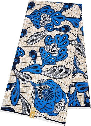 Polyester African Wax Prints Fabrics,Ankara Wax Fabric Perfect for Traditional African Attire, Party Dresses, Skirts, Headwraps, Home Decor, and DIY Crafts (6D2-4) in Kuwait