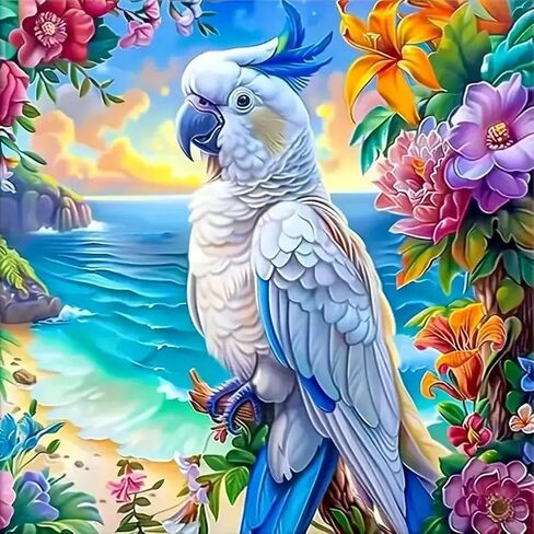 Anuver Diamond Painting Kits for Adults Parrot, 5D Round Diamond Art Kits for Beginners, DIY Full Drill Crystal Gem Painting Kits for Home Wall Decor 12x12Inch, Bird in Kuwait
