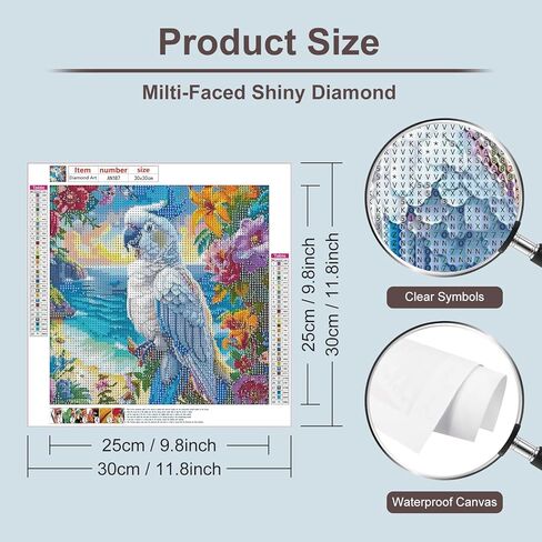 Anuver Diamond Painting Kits for Adults Parrot, 5D Round Diamond Art Kits for Beginners, DIY Full Drill Crystal Gem Painting Kits for Home Wall Decor 12x12Inch, Bird in Kuwait