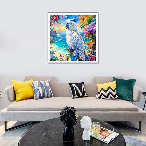 Anuver Diamond Painting Kits for Adults Parrot, 5D Round Diamond Art Kits for Beginners, DIY Full Drill Crystal Gem Painting Kits for Home Wall Decor 12x12Inch, Bird in Kuwait