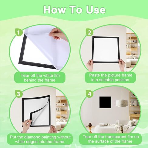 Moheaaei 16 Pack Diamond Picture Frames 30x30, Magnetic Diamond Art Frames Self-Adhesive for 12x12 Inch Canvas Pictures Wall Window Door Home Decor (Black) in Kuwait