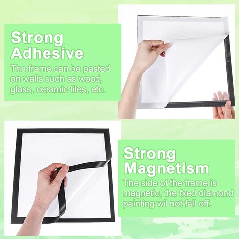 Moheaaei 16 Pack Diamond Picture Frames 30x30, Magnetic Diamond Art Frames Self-Adhesive for 12x12 Inch Canvas Pictures Wall Window Door Home Decor (Black) in Kuwait