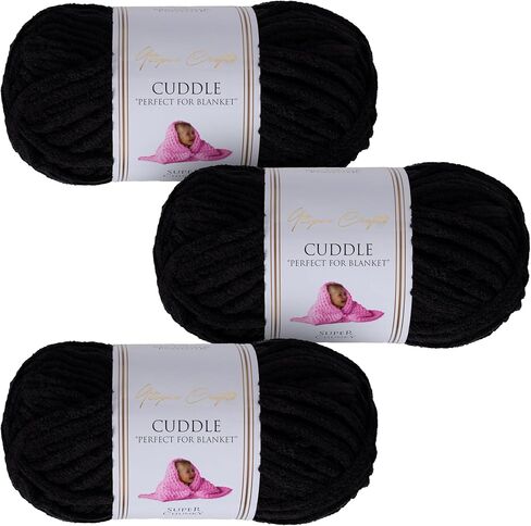 Cuddle Chenille Yarn for Crocheting, 3 Pack Super Chunky Soft Velvet Yarn, 3x100g/3.5oz (197yds), Oeko-Tex Certified, #6 Super Bulky Baby Blanket Crochet Yarn (Navy Blue) in Saudi Arabia