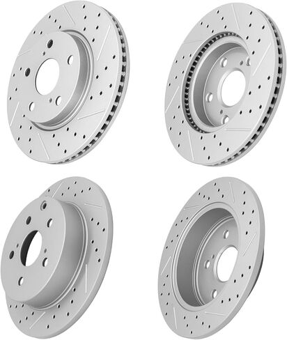Brake Disc Rotors Front & Rear Drilled Slotted Vented Fit for Toyota RAV4 2006-2018, Lexus HS250H 2010 2011 2012, Replacement Front 10.82 inch & Rear 11.06 inch Rotor in Saudi Arabia