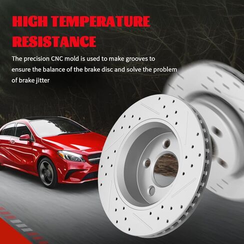 Brake Disc Rotors Front & Rear Drilled Slotted Vented Fit for Toyota RAV4 2006-2018, Lexus HS250H 2010 2011 2012, Replacement Front 10.82 inch & Rear 11.06 inch Rotor in Saudi Arabia