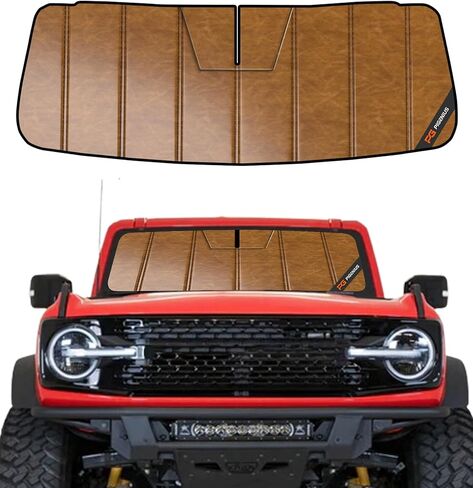Pigenius Windshield Sun Shade for Ford Bronco 2021-2026, Custom Fit Front Window Sunshade - Leather in Kuwait