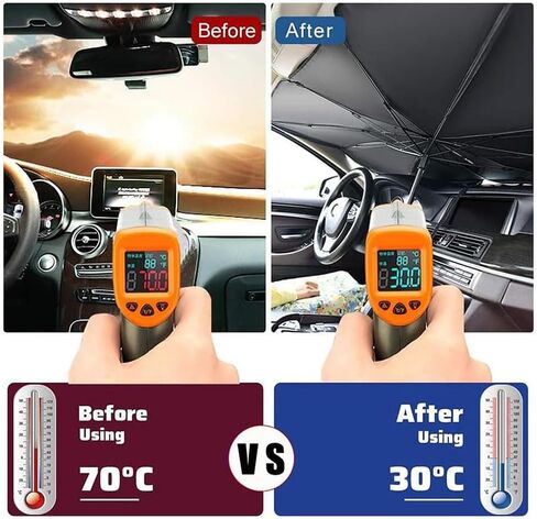 Car Windshield Sun Shade Umbrella for Honda Element 2003-2011,Sun Protection Shield Cover Automotive Parasol Curtain Vehicle Sun Visor, B - Open-Small in Kuwait