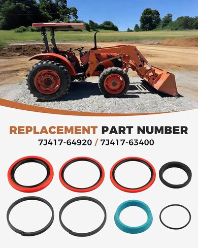 Hydraulic Cylinder Seal Kit Fit for Kubota Compact Tractor Loader LA1153S, LA1154A, LA1154S, LA1154E, LA1154SU Loader Boom & Bucket Cylinders Replace 7J417-64920 7J417-63400 in Saudi Arabia