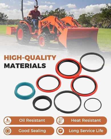 Hydraulic Cylinder Seal Kit Fit for Kubota Compact Tractor Loader LA1153S, LA1154A, LA1154S, LA1154E, LA1154SU Loader Boom & Bucket Cylinders Replace 7J417-64920 7J417-63400 in Saudi Arabia