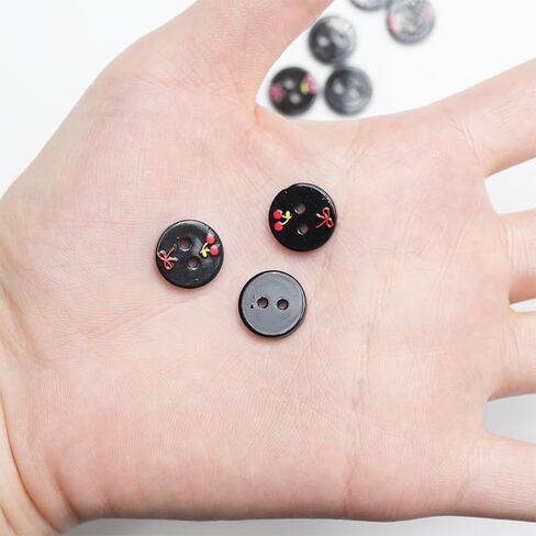 10pcs 1/2" Cartoon Black Cherry Bowknot Round 2 Hole Resin Buttons Clothes Shoes Wrap Decorative Buttons in Saudi Arabia