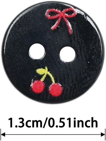10pcs 1/2" Cartoon Black Cherry Bowknot Round 2 Hole Resin Buttons Clothes Shoes Wrap Decorative Buttons in Saudi Arabia