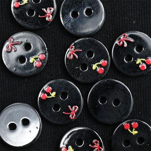 10pcs 1/2" Cartoon Black Cherry Bowknot Round 2 Hole Resin Buttons Clothes Shoes Wrap Decorative Buttons in Saudi Arabia