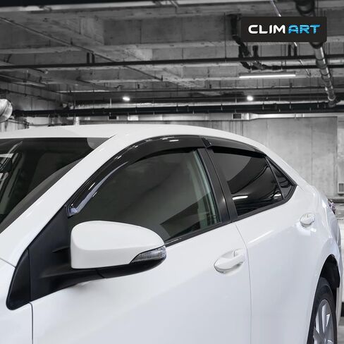 CLIM ART Incredibly Durable Rain Guards for Toyota Corolla 2014-2019 Sedan, Original Tape-on Window Deflectors, Vent Deflector, Vent Window Visors, Dark Smoke, Truck Accessories, 4pcs- 414107LP in Kuwait