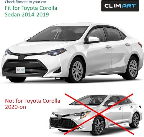 CLIM ART Incredibly Durable Rain Guards for Toyota Corolla 2014-2019 Sedan, Original Tape-on Window Deflectors, Vent Deflector, Vent Window Visors, Dark Smoke, Truck Accessories, 4pcs- 414107LP in Kuwait