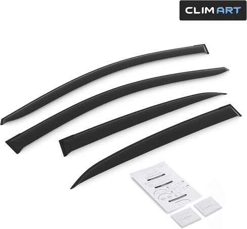 CLIM ART Incredibly Durable Rain Guards for Toyota Corolla 2014-2019 Sedan, Original Tape-on Window Deflectors, Vent Deflector, Vent Window Visors, Dark Smoke, Truck Accessories, 4pcs- 414107LP in Kuwait