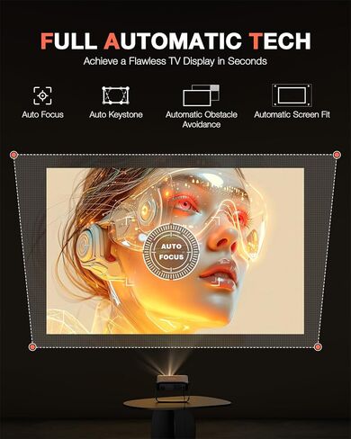 【Fun On the Go & Native 1080P】 Thinnest 1.81" Smart Mini Projector with WiFi and Bluetooth, Auto Focus & Keystone Portable Outdoor Projector, VOPLLS 4K Support Home Movie Projector in Saudi Arabia