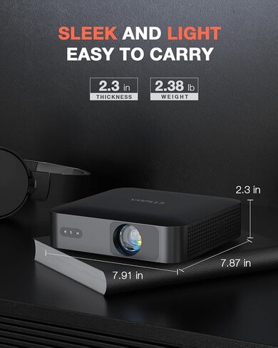 【Fun On the Go & Native 1080P】 Thinnest 1.81" Smart Mini Projector with WiFi and Bluetooth, Auto Focus & Keystone Portable Outdoor Projector, VOPLLS 4K Support Home Movie Projector in Saudi Arabia