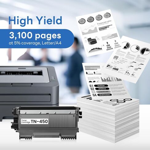 TN450 TN-450 Compatible TN450 Black High Yield Toner Cartridge Replacement for Brother TN-450 Intellifax-2840 HL-2240 HL-2230 MFC-7860DW MFC-7360N Toner Cartridge (2 Pack). in Saudi Arabia