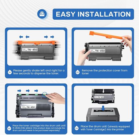 TN450 TN-450 Compatible TN450 Black High Yield Toner Cartridge Replacement for Brother TN-450 Intellifax-2840 HL-2240 HL-2230 MFC-7860DW MFC-7360N Toner Cartridge (2 Pack). in Saudi Arabia