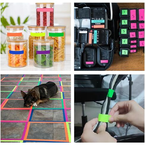 GEYYANG Spike Tape, 6-Pack Colored Gaffers Tape 1/2 inch x 11 Yards, Black Light UV Reactive, Multipurpose Neon Fluorescent Tape for Stage Marking, Party and Art Crafts in Saudi Arabia