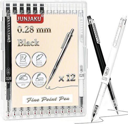 12pcs 0.28mm Fine Point Pen, Japanese Style Ultra Fine Point Black Gel Roller Pens Quick Dry Precise and Smooth Writing (12pcs mix 0.28 pens) in Saudi Arabia