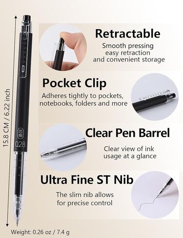 12pcs 0.28mm Fine Point Pen, Japanese Style Ultra Fine Point Black Gel Roller Pens Quick Dry Precise and Smooth Writing (12pcs mix 0.28 pens) in Saudi Arabia