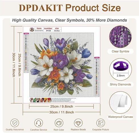 DPDAKIT Flower Diamond Painting Kits for Adults, Diamond Art Kits for Adults Beginner, 5D DIY Round Full Gem Art Crafts for Home Wall Decor Gift, 12x12 inch in Saudi Arabia