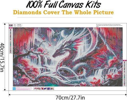 Ekuxom Large Dragon Diamond Art Kits for Adults-Large Diamond Painting Kits for Adults-Round Full Drill Waterfall Diamonds Art Painting Kit for Gifts Home Wall Decor 27.5 X 15.7 inch in Saudi Arabia